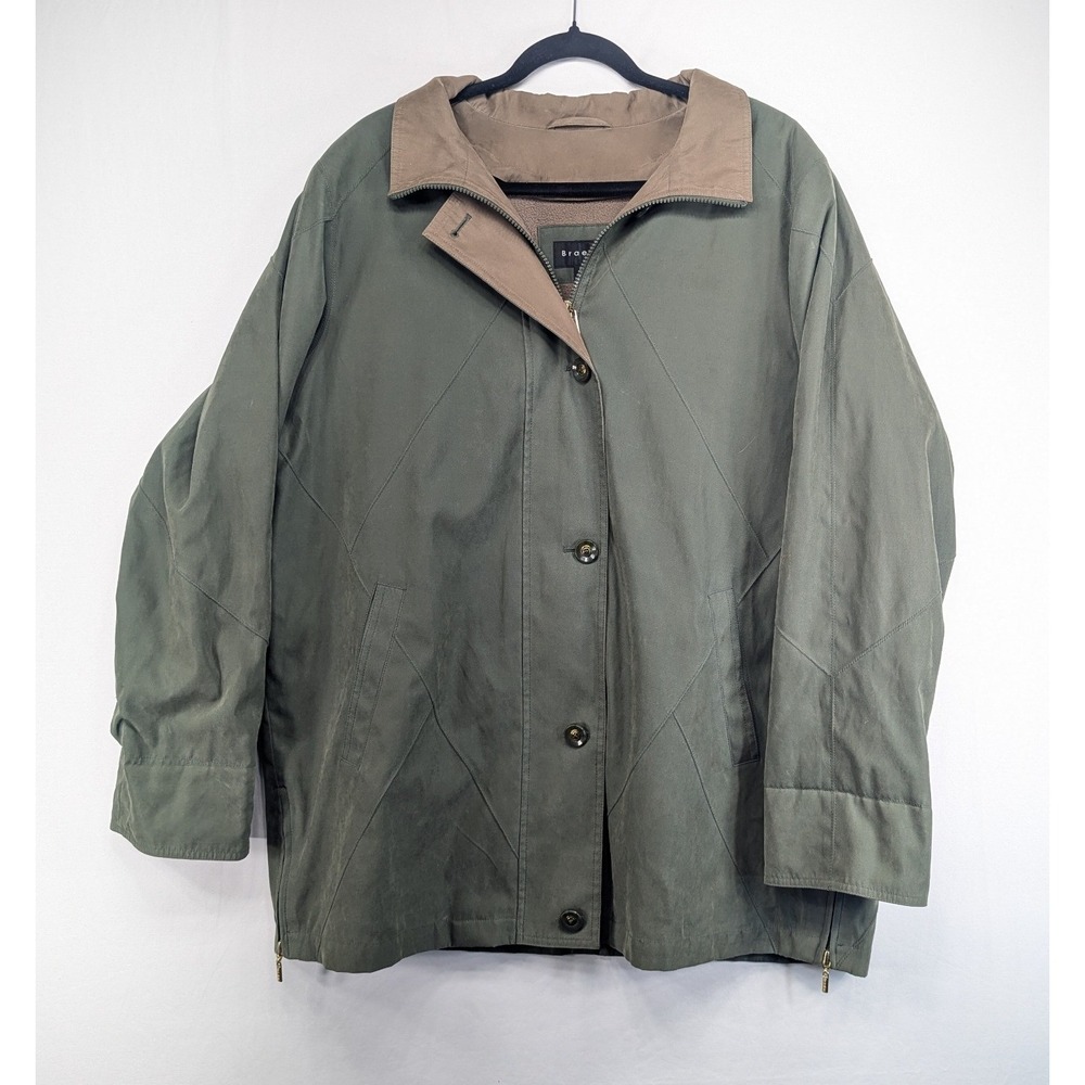 Braetan Olive Green Diamond Stitched Utility Jacket Fleece Lined Womens 1X